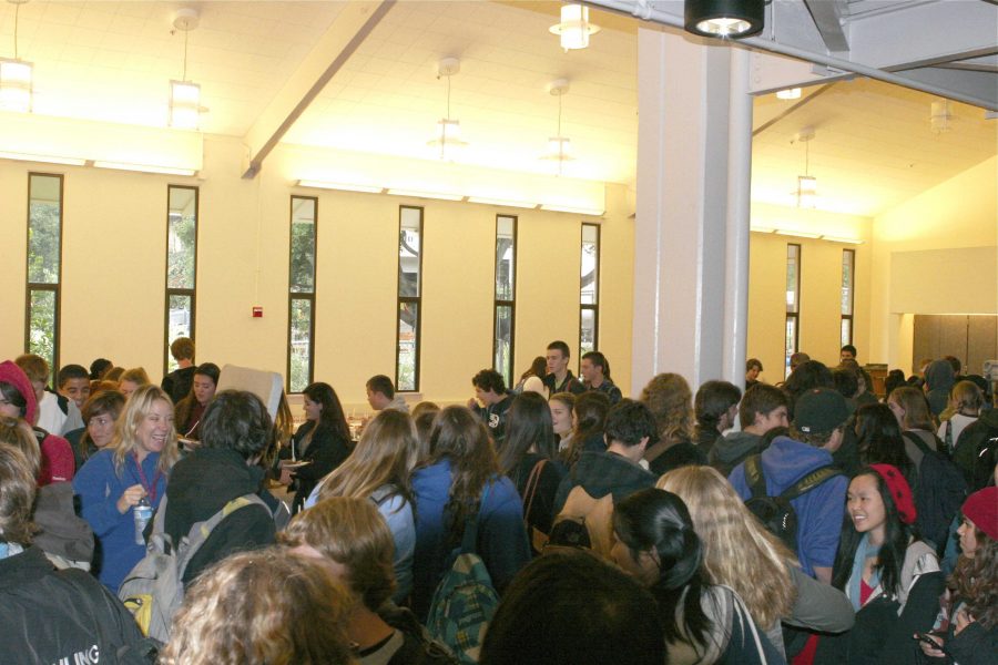 The entire school population seemed to crowd into the student center to grab a slice.