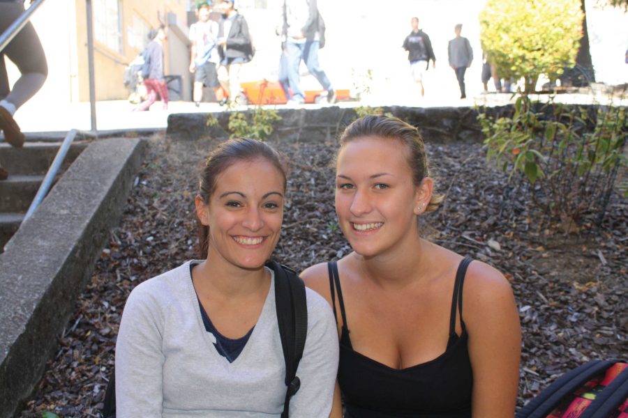 Italian exchange students Chiara Messetti and Veronica Vanin (from the left) come to America to explore new opportunities.