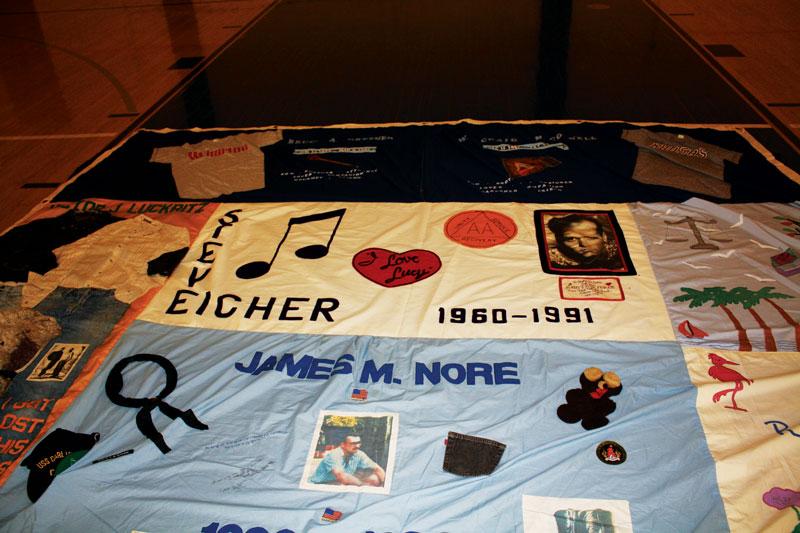 Each patch of the AIDS quilt remembers an individual victim of the disease.                 Photo by: Sonja Hutson 