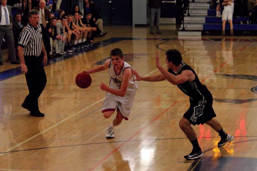 FULL THROTTLE:  Lorenzo Jordan sprints towards the basket in a game against Marin Catholic on January 25.