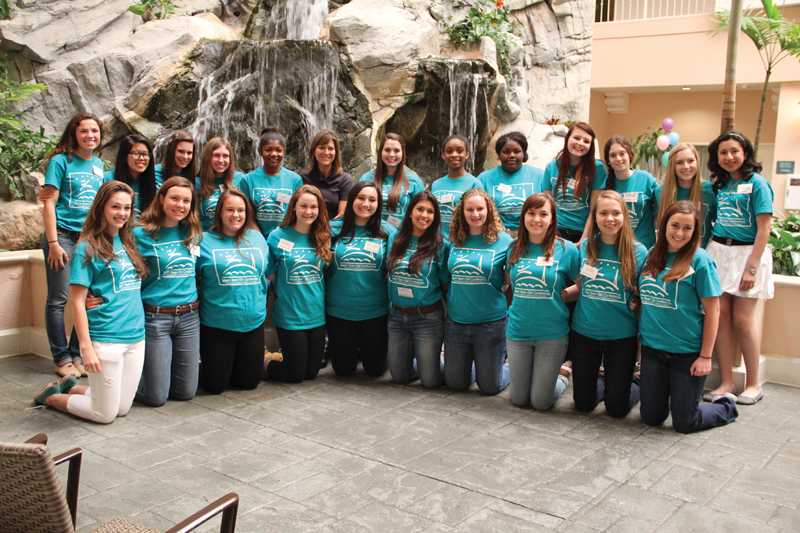GIRL POWER: Sophomore ambassodors Mixon, Shavers, and Polk (5th, 8th and 9th in the back row, left to right) helped plan the conference. 
					        Photo courtesy of: Marin Women’s Commission