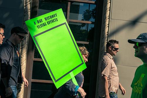 VFX protest outside the Oscars, photo courtesy of VFX artist Jeff Heusser