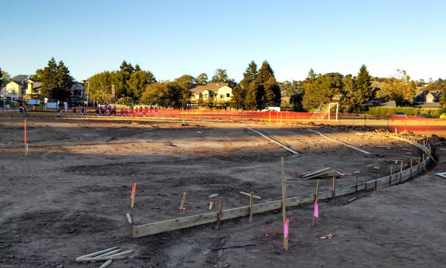 The baseball field during construction