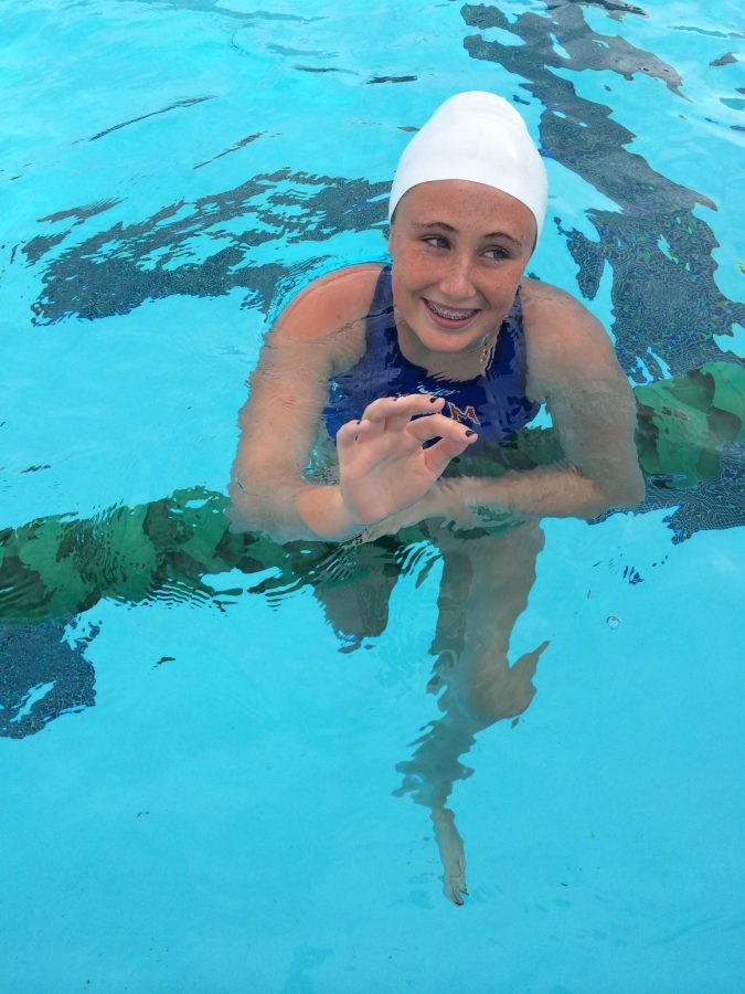 Freshman Lily Gilbert had a successful season on Girls’ Varsity Waterpolo despite her young age. Gilbert, a leftie (hence the nickname South Paw) scored 16 goals this year for Tam.        
                                                                            Photo courtesy of: Lily Gilbert