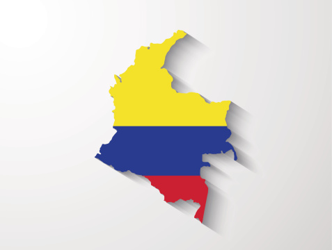 Colombia map with shadow effect