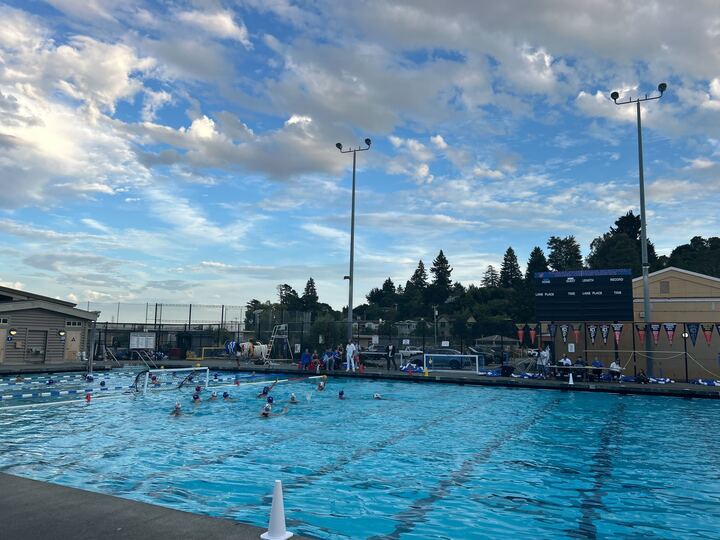 Scenes from the pool deck at Wednesday evening's victory.