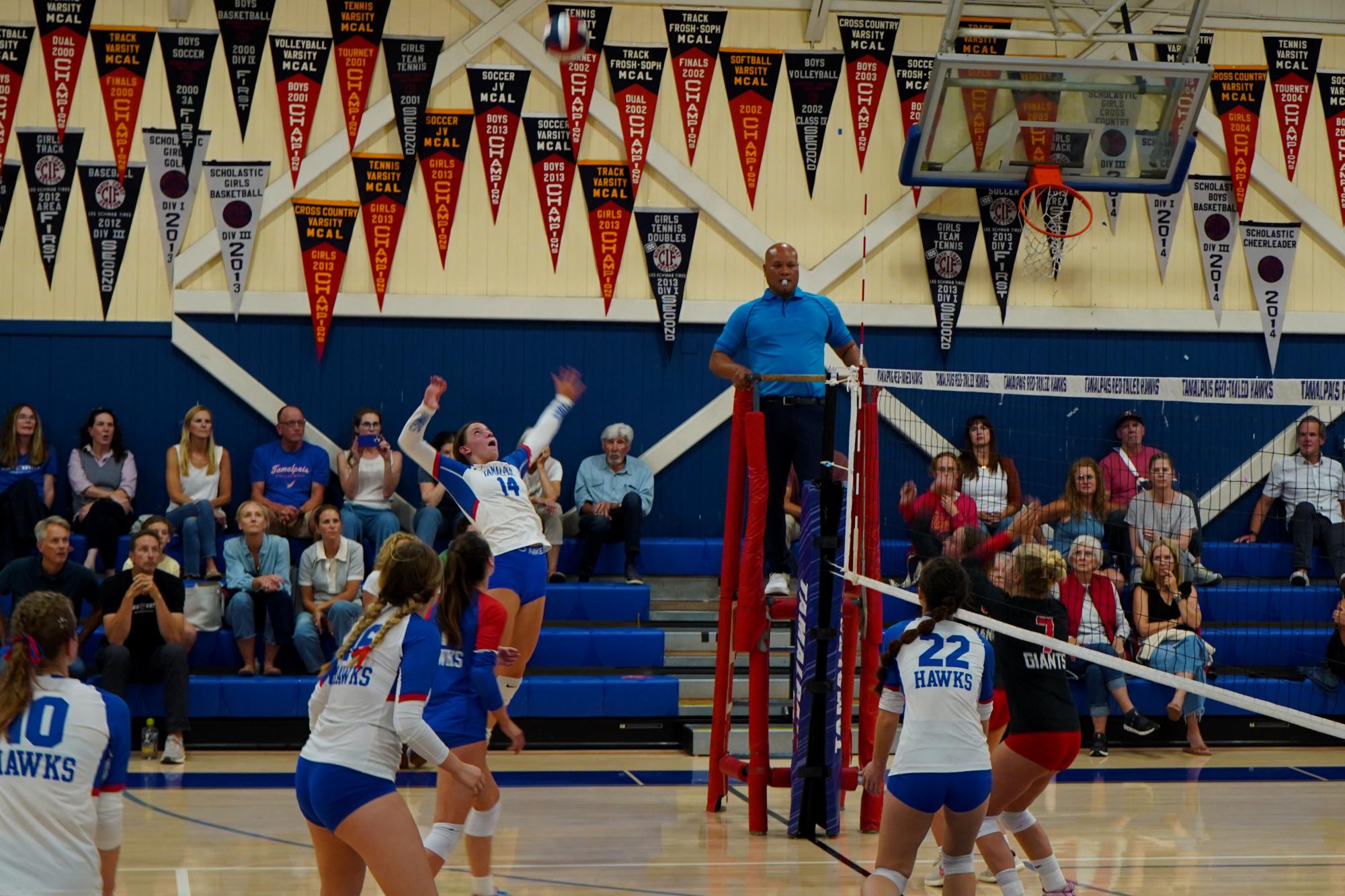 Eva Hart rises to spike on Monday against Marin Catholic.