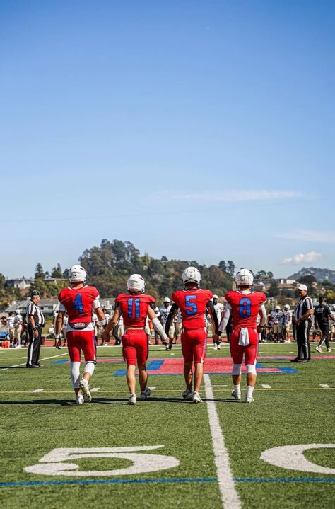 From left to right: seniors Cole Kramlich, Jude Beccaris, Wyatt Leach, Miles Kelsey.