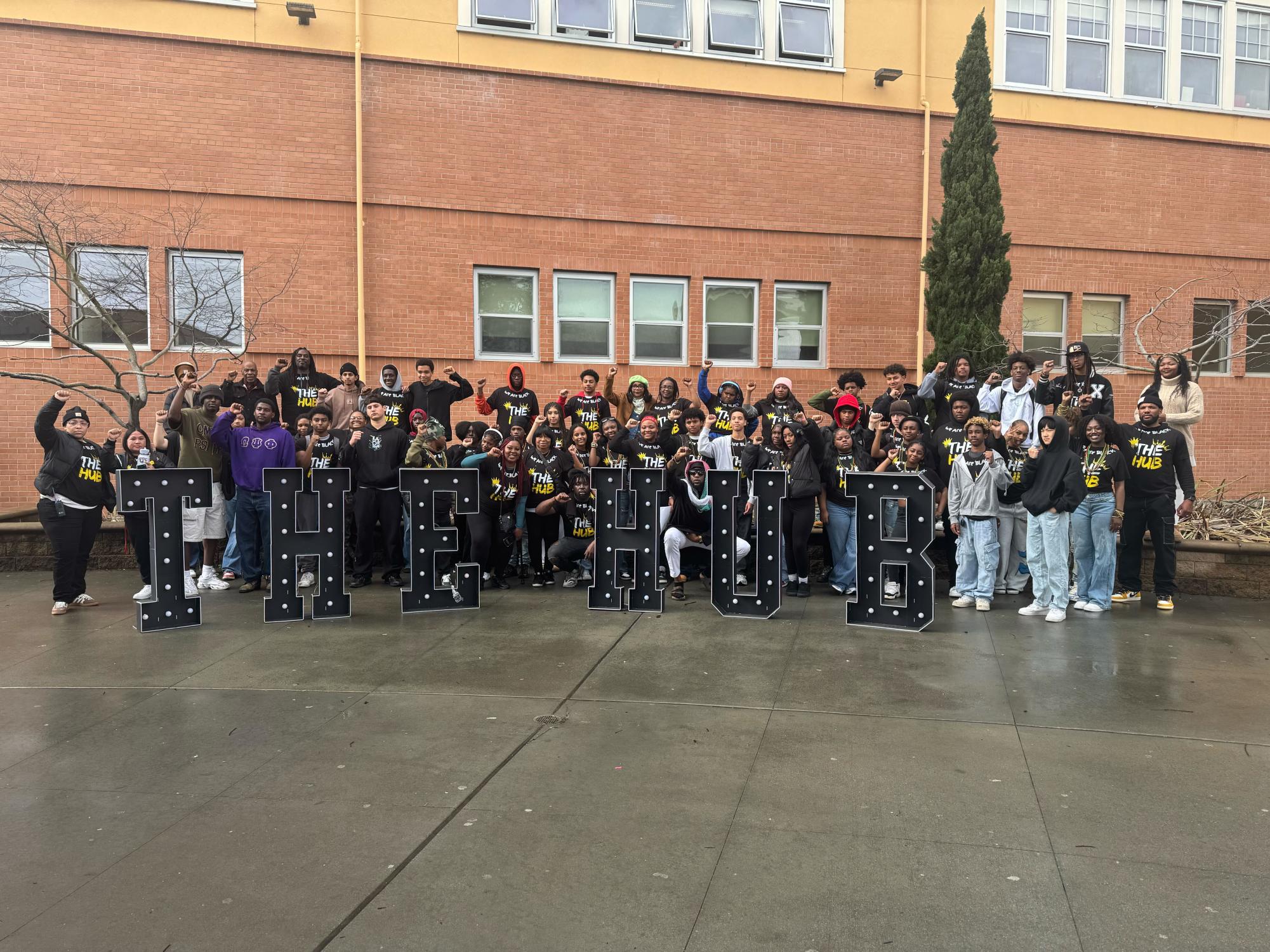 BSU Students pose after the conclusion of the Black Excellence Rally.